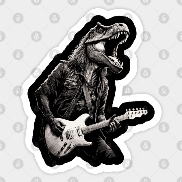 Rock & Roll Music Concert Festival Dinosaur T-rex Guitar Sticker by KsuAnn